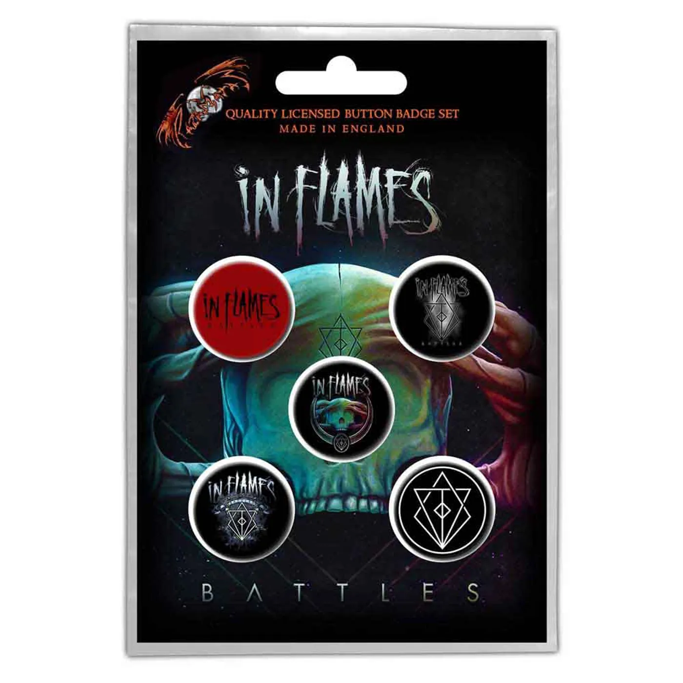 In Flames Plastic Pin Badge - Battles