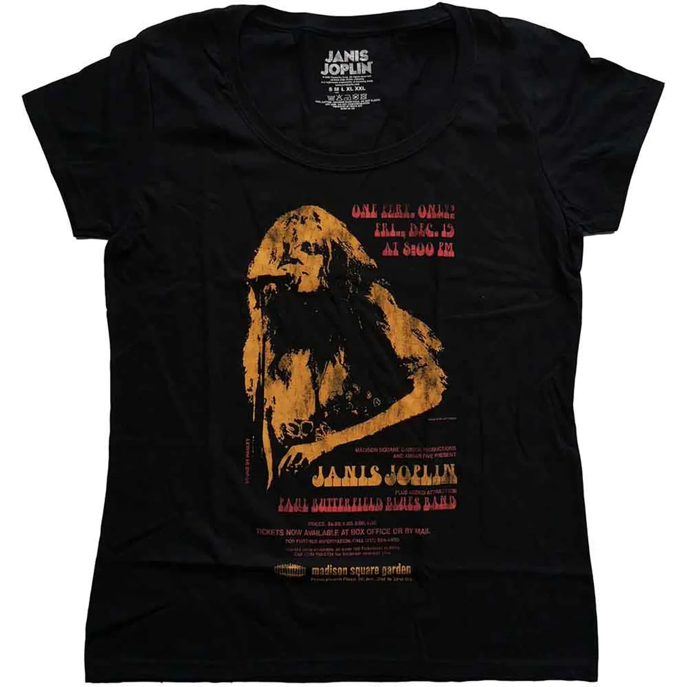 Janis Joplin Woman's T Shirt - Madison Square Garden Scoop Neck