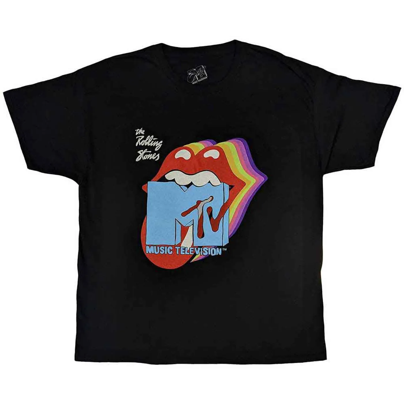 MTV T Shirt - Rolling Stones Rainbow Shadow Tongue