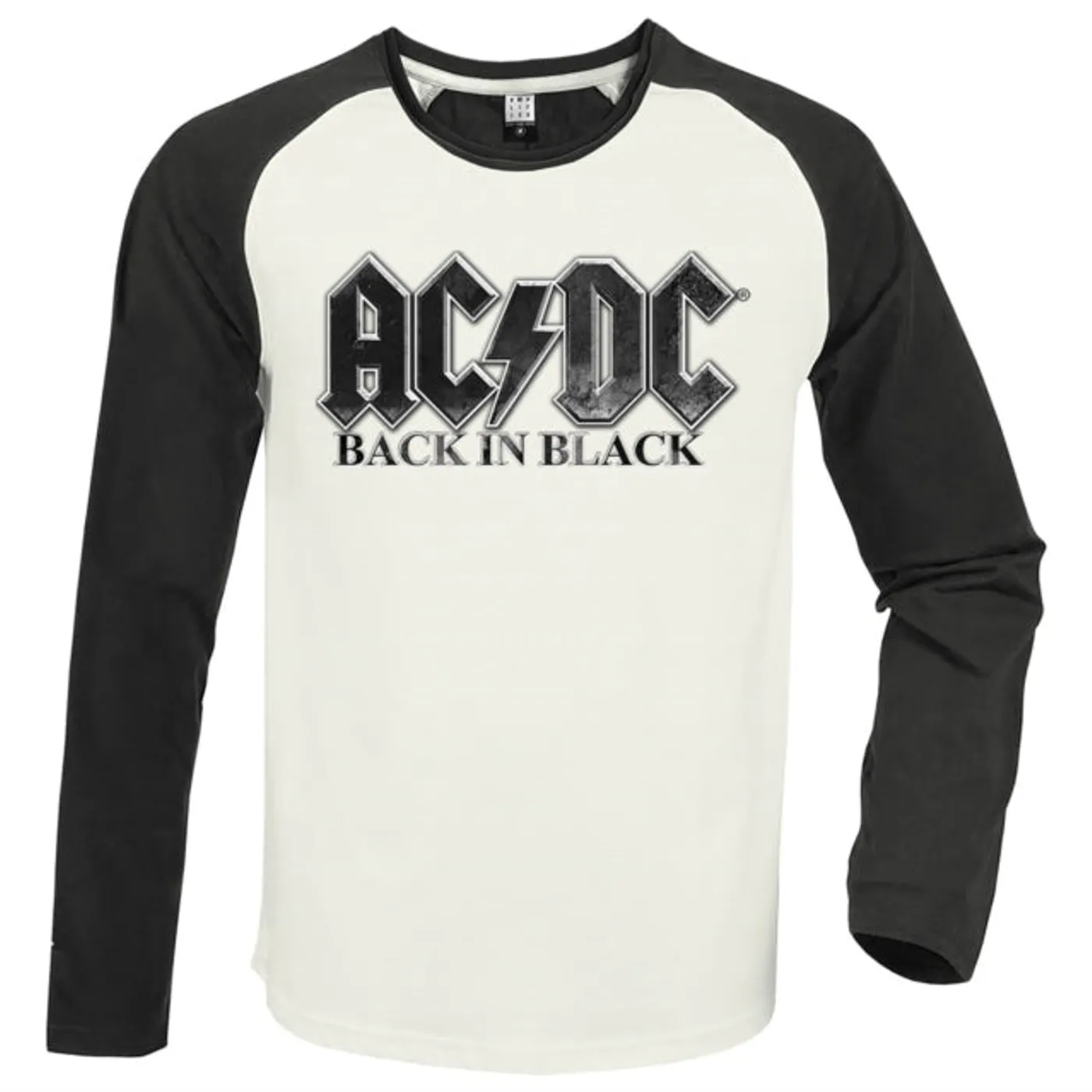 AC/DC Baseball Jersey - Back In Black White / Charcoal Amplified Vintage