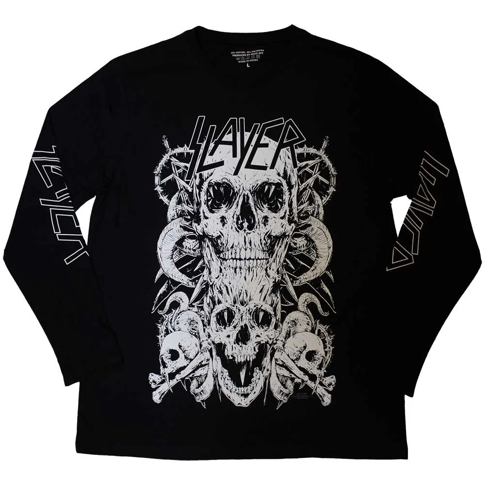 Long Sleeve T Shirt - White Skulls