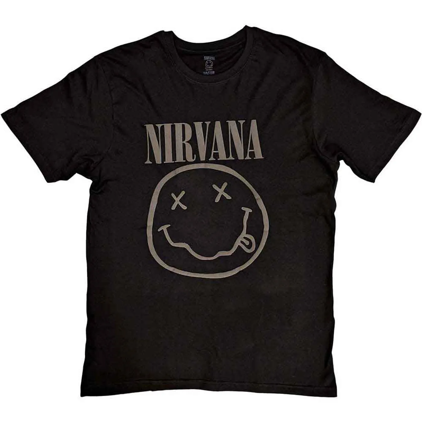 Nirvana T Shirt - Black Happy Face Hi-Build