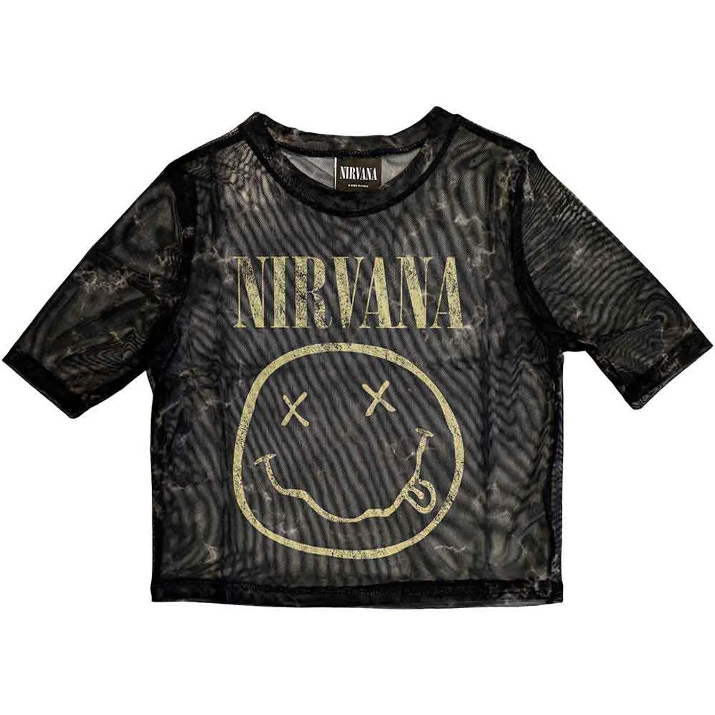 Nirvana Women's Short Sleeve Crop Top - Yellow Happy Face
