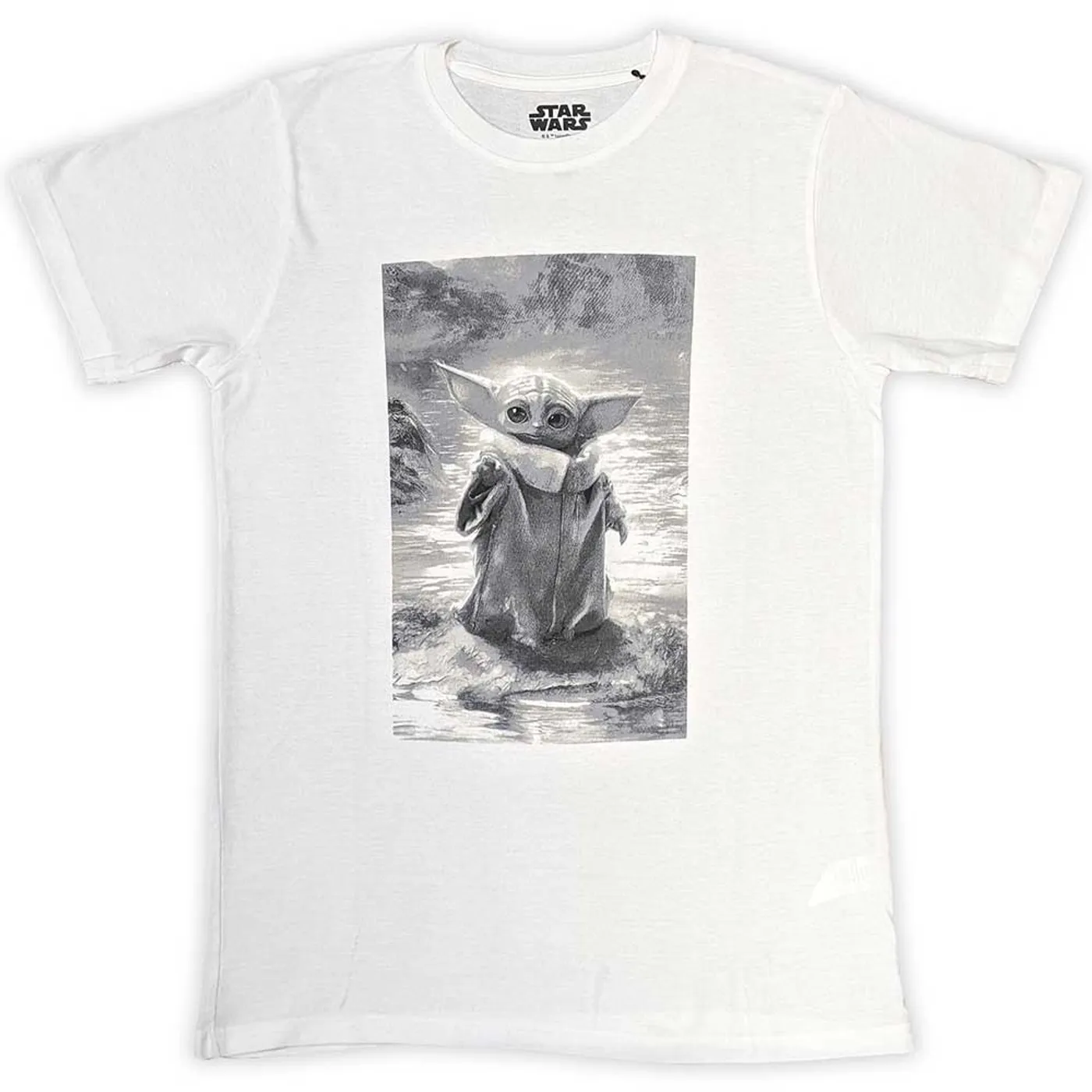 Star Wars T Shirt - The Mandalorian Grogu B&W