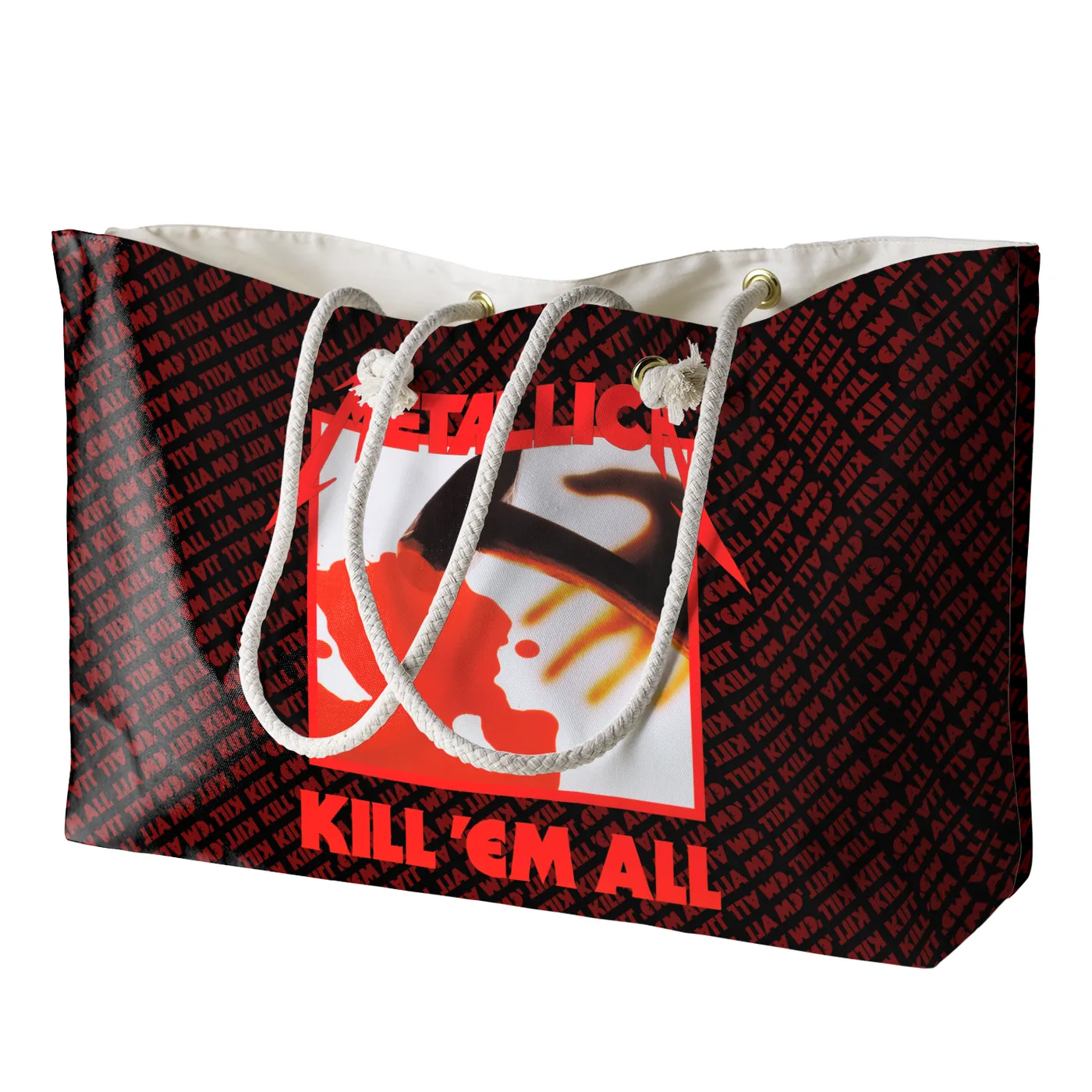 Rocksax Metallica Rope Handled Beach Bag - Kill Um All