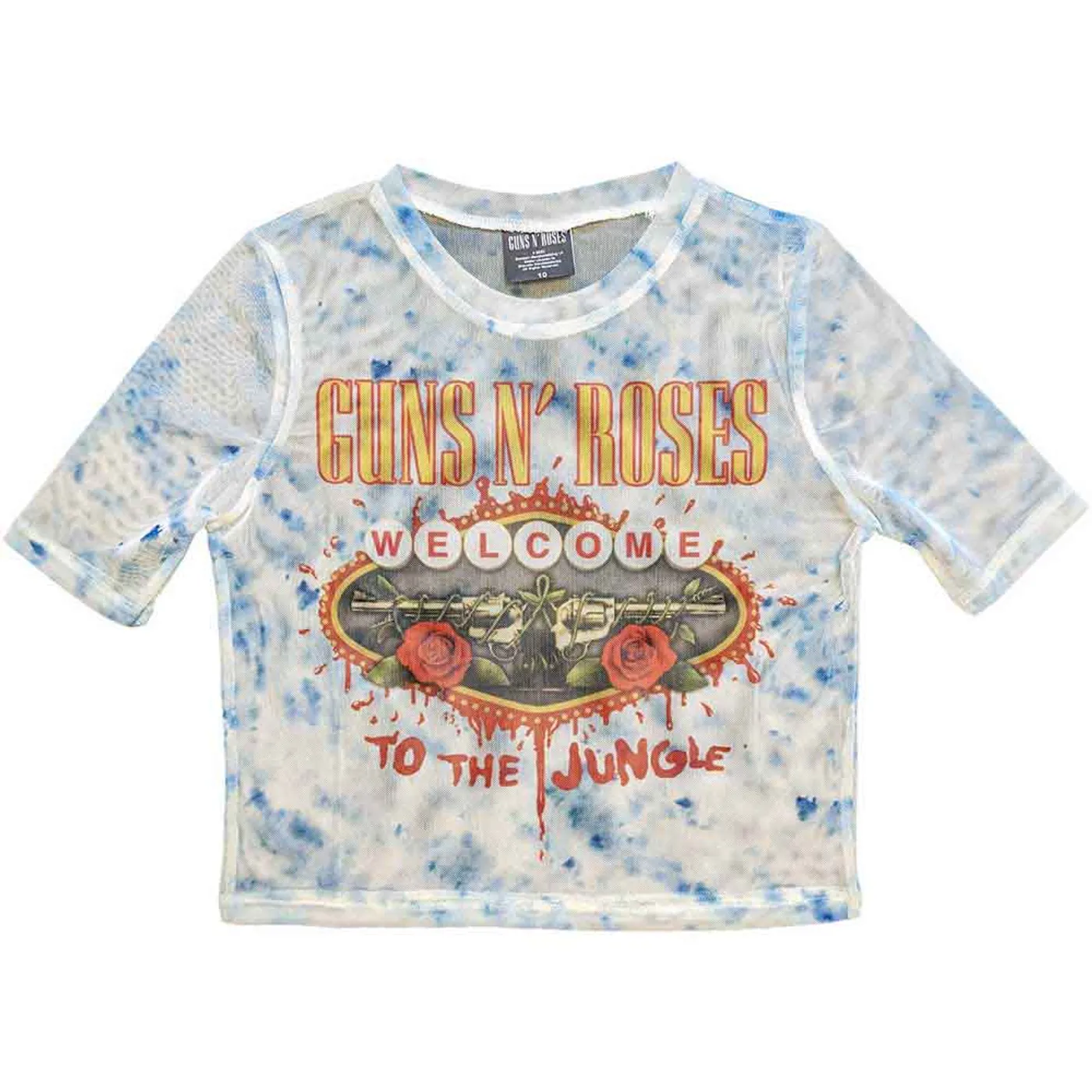 Guns N' Roses Women's Mesh Short Sleeve Crop Top - Welcome To The Jungle LV