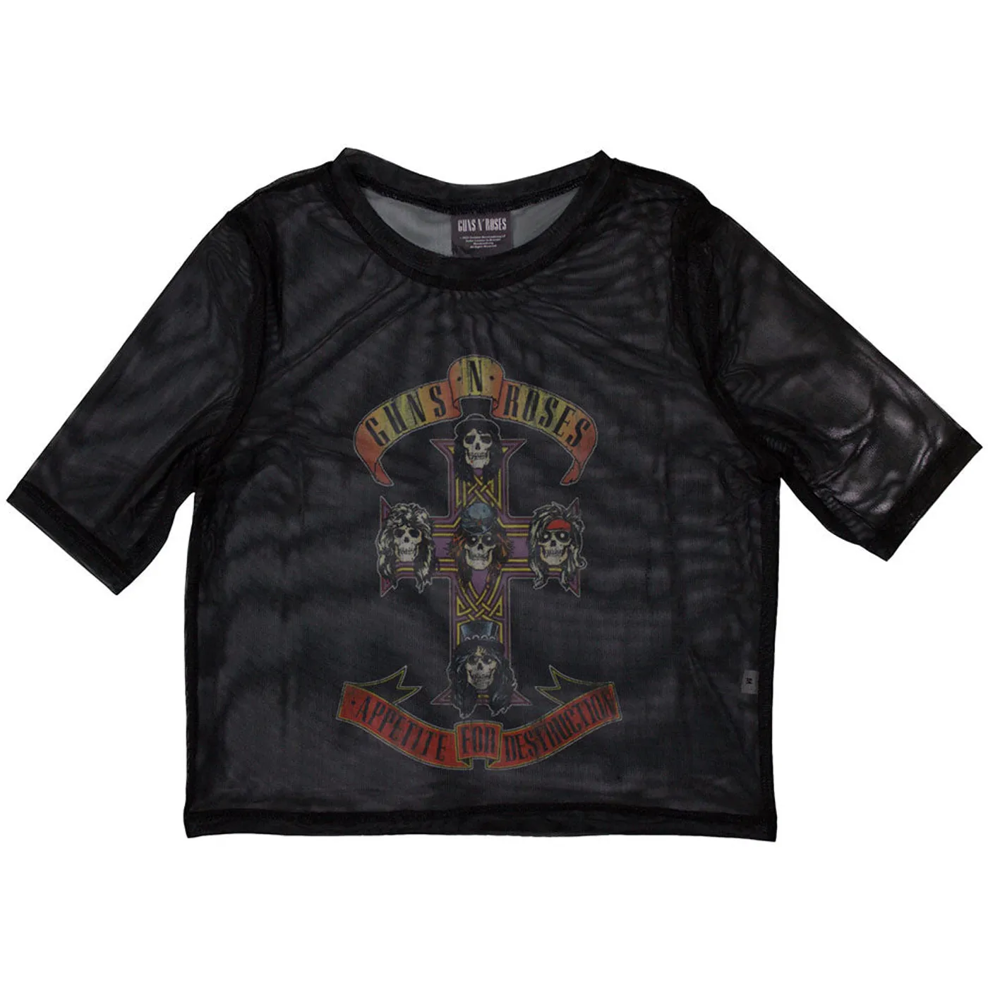Guns N' Roses Women's Mesh Long Sleeve Crop Top - Appetite For Destruction