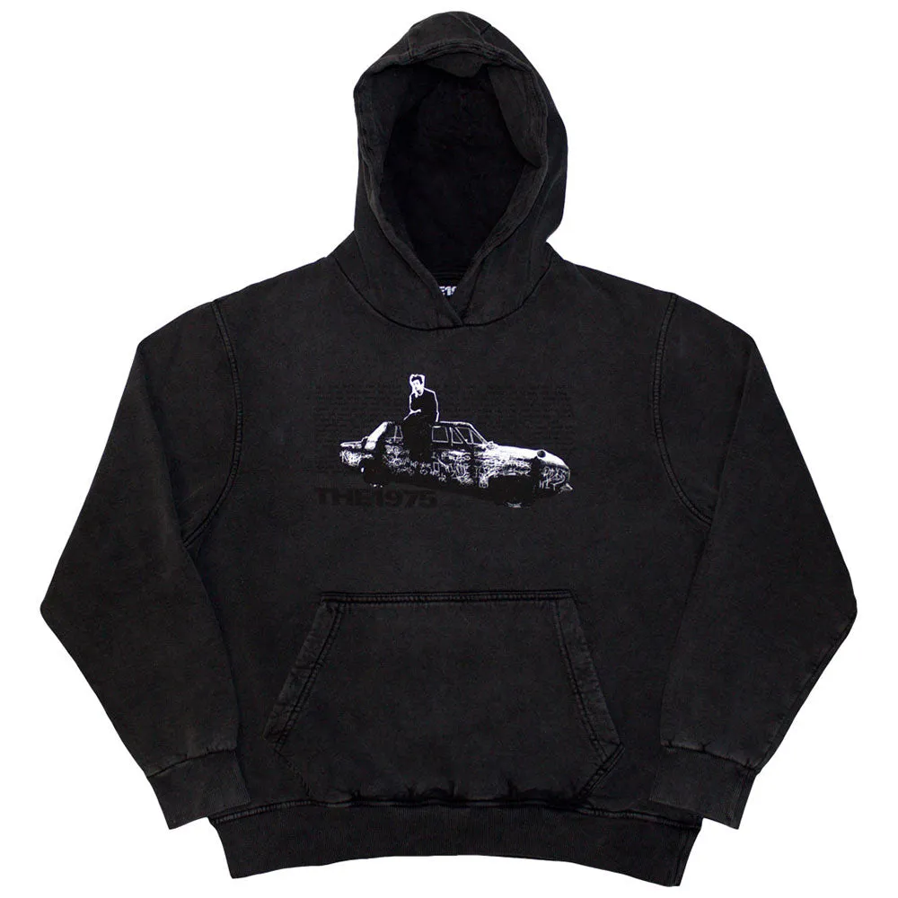 Stone Wash Pullover Hoodie - Car Photo Stone Wash