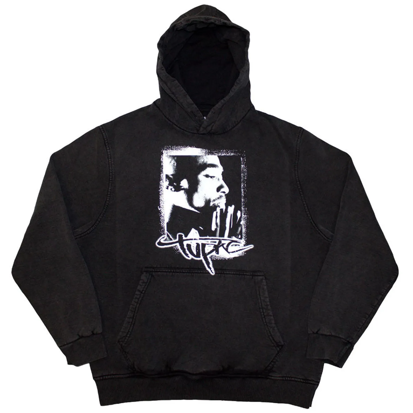 Tupac Stone Wash Pullover Hoodie - Spray Photo Stone Wash