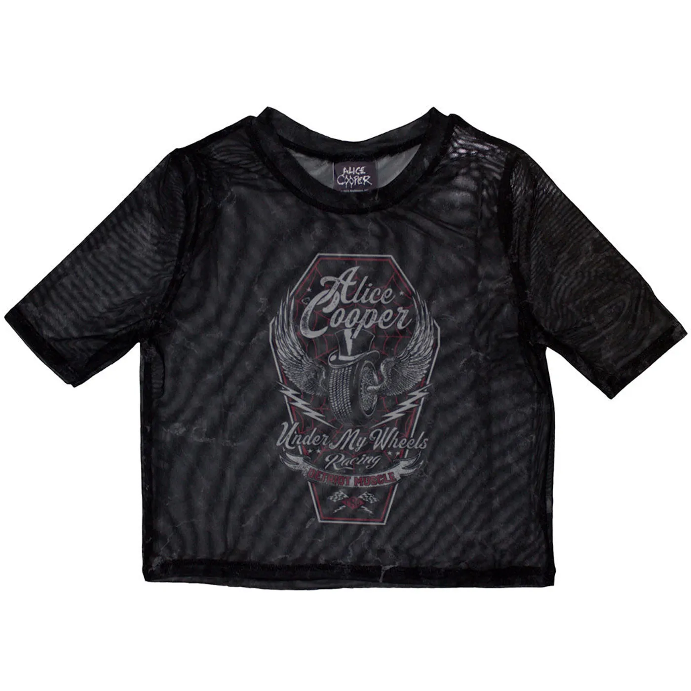 Alice Cooper Women's Mesh Short Sleeve Crop Top - Under My Wheels