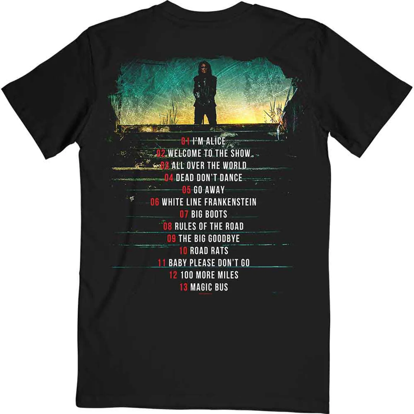Alice Cooper T Shirt - Road Cover Tracklist