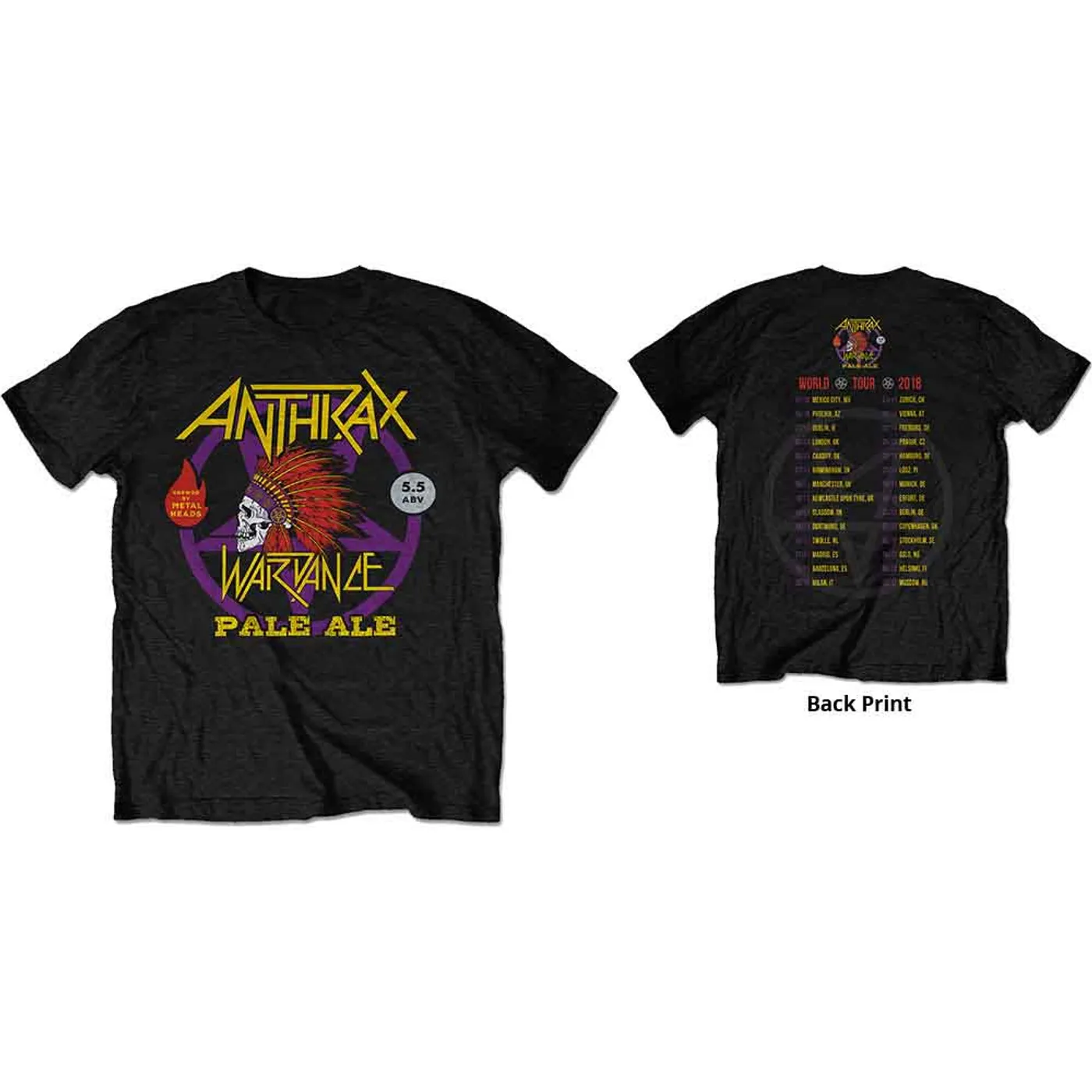 Anthrax T Shirt - Wardance Pale Ale World Tour 2018