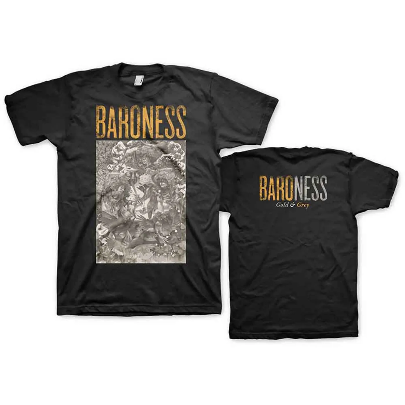 Baroness T Shirt - Gold & Grey