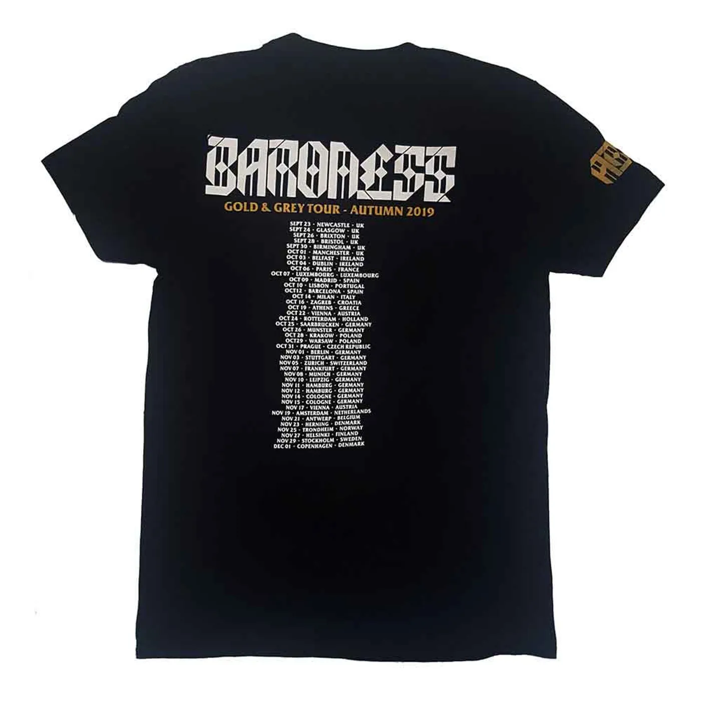 Baroness T Shirt - Gold & Grey Dateback