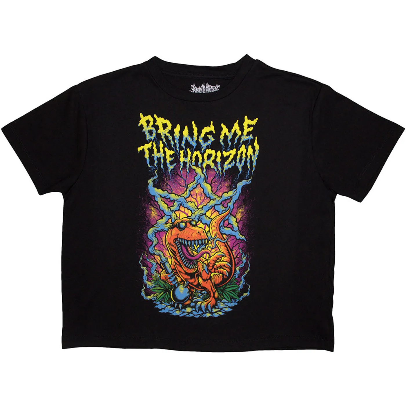 Bring Me The Horizon Women's Crop Top - Smoking Dinosaur