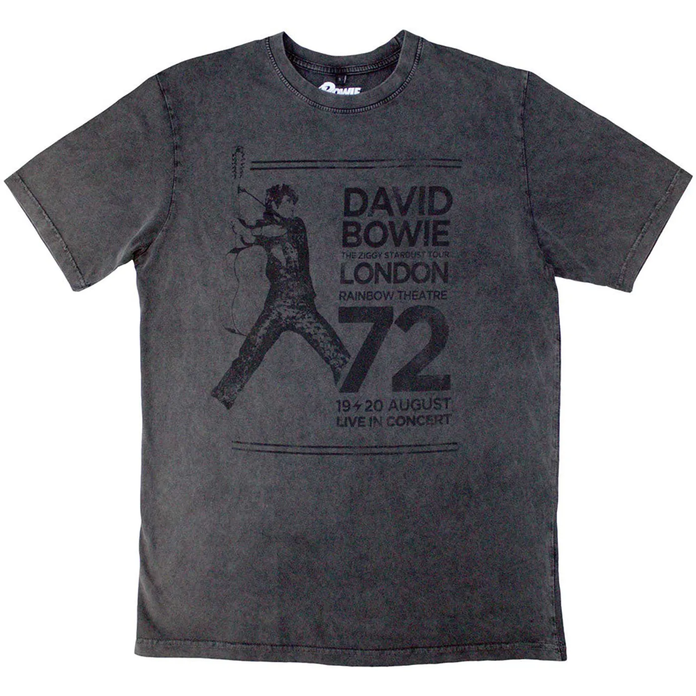 David Bowie T Shirt - Rainbow Theatre Stone Wash