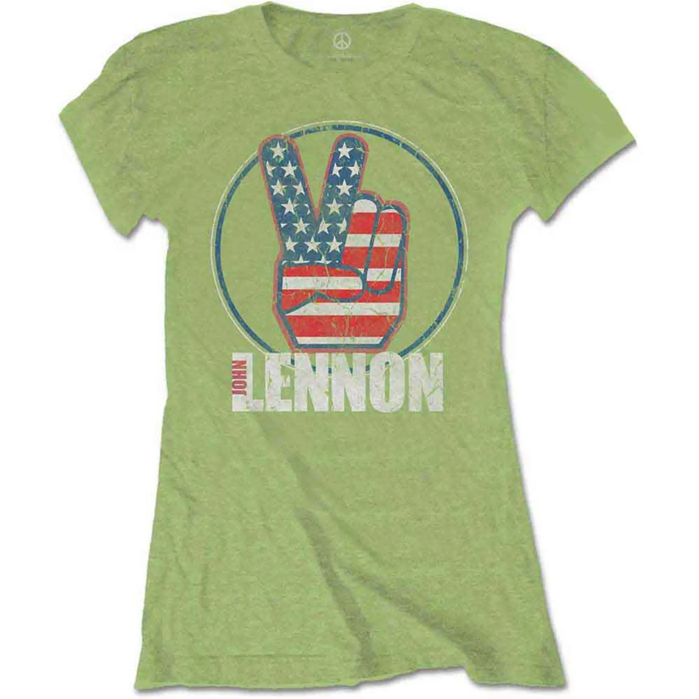 John Lennon Woman's T Shirt - Peace Fingers US Flag