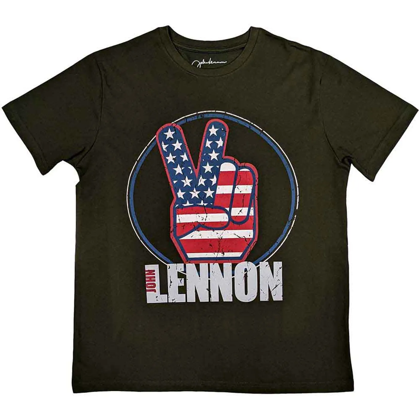 John Lennon T Shirt - Peace Fingers US Flag