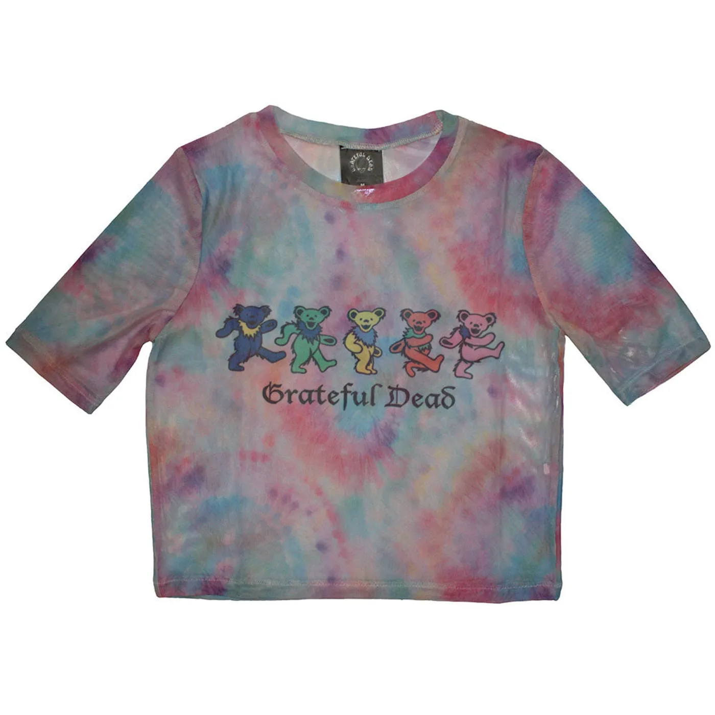 Grateful Dead Women's Mesh Short Sleeve Crop Top - Dancing Bears
