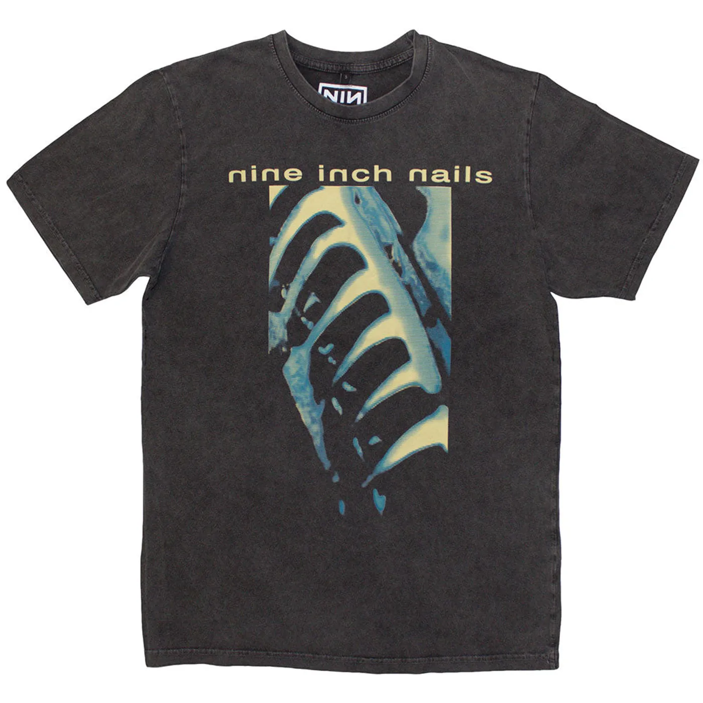 Nine Inch Nails T Shirt - PHM & Text Logo Stone Wash