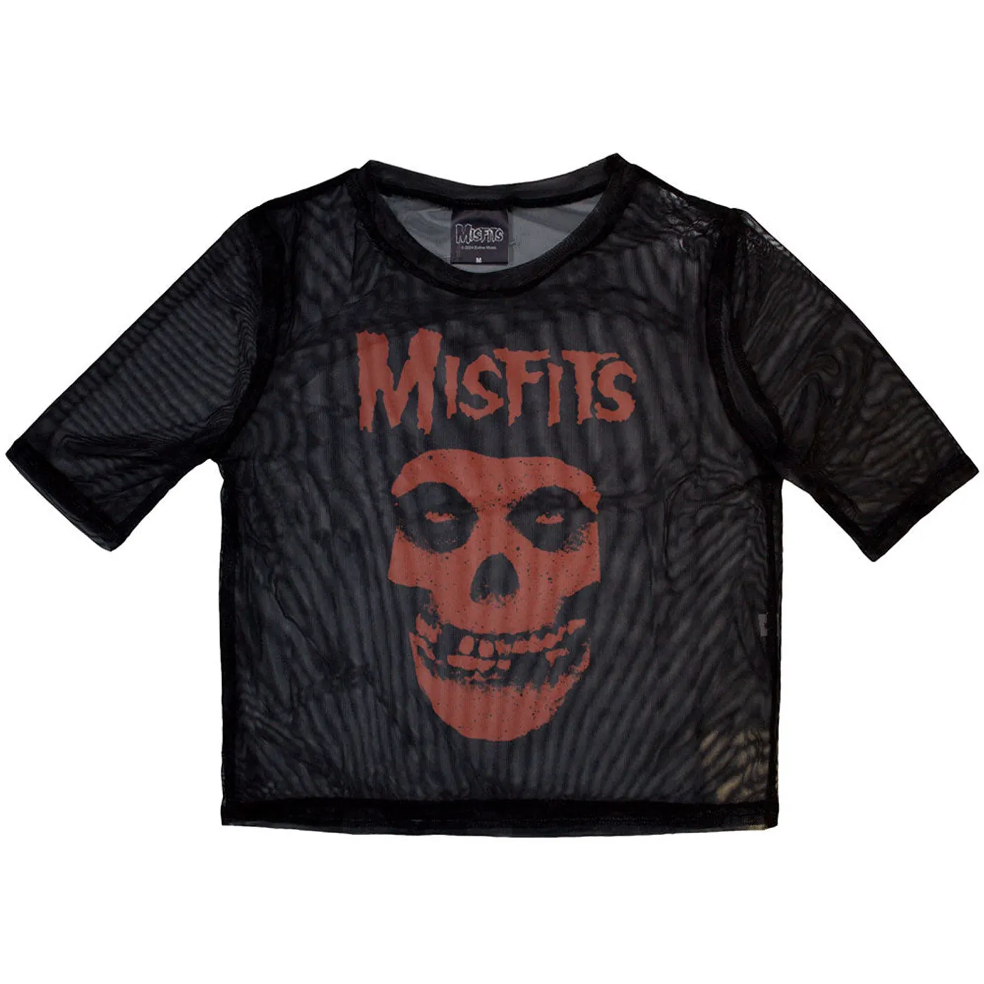 Misfits Women's Mesh Short Sleeve Crop Top - Orange Logo & Skull
