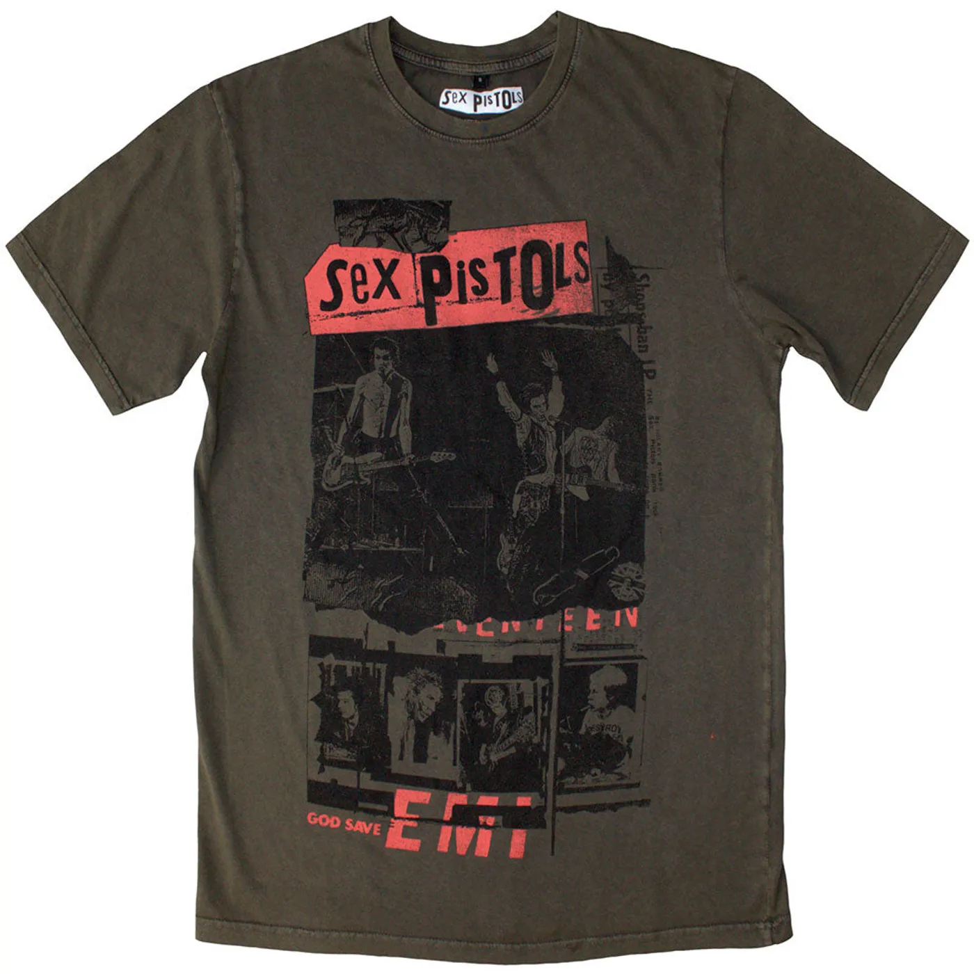 Sex Pistols T Shirt - Photo Collage Stone Wash