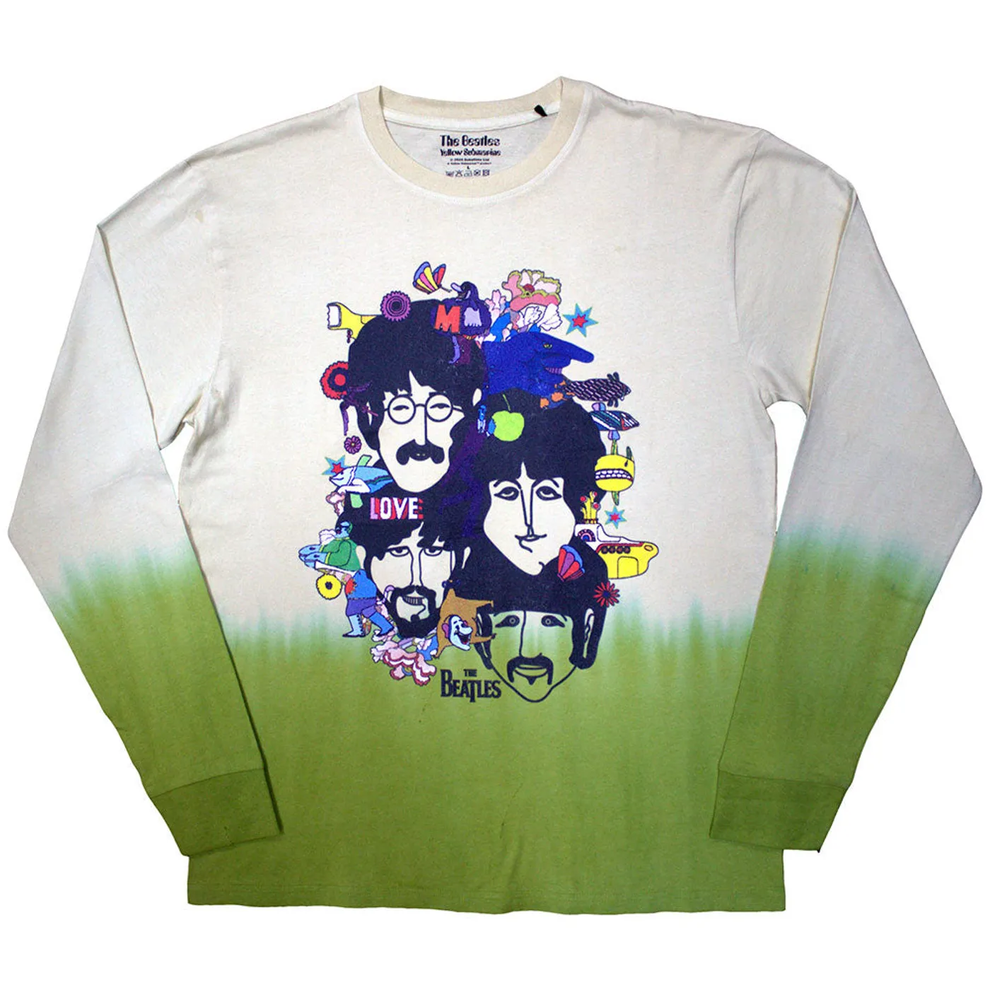 The Beatles Long Sleeve T Shirt - Yellow Submarine Heads Collage