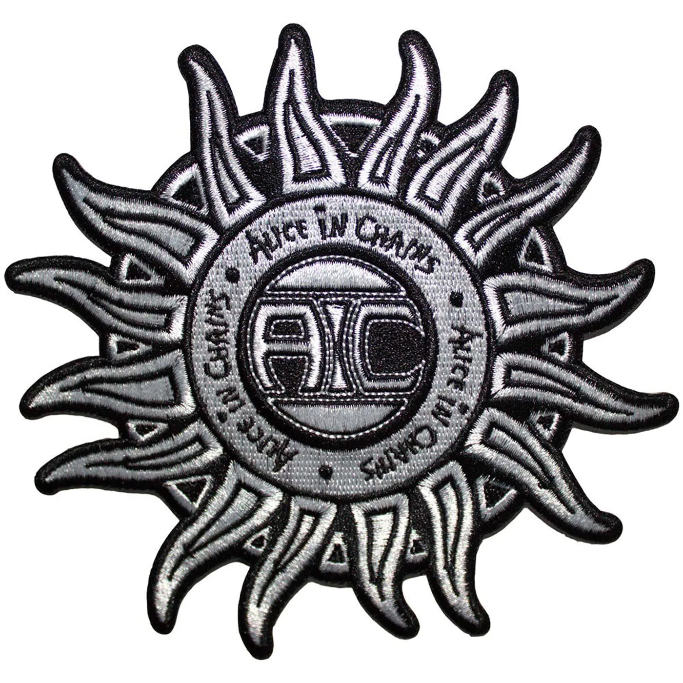 Alice In Chains Patches - Iron On - Sun Logo B&W