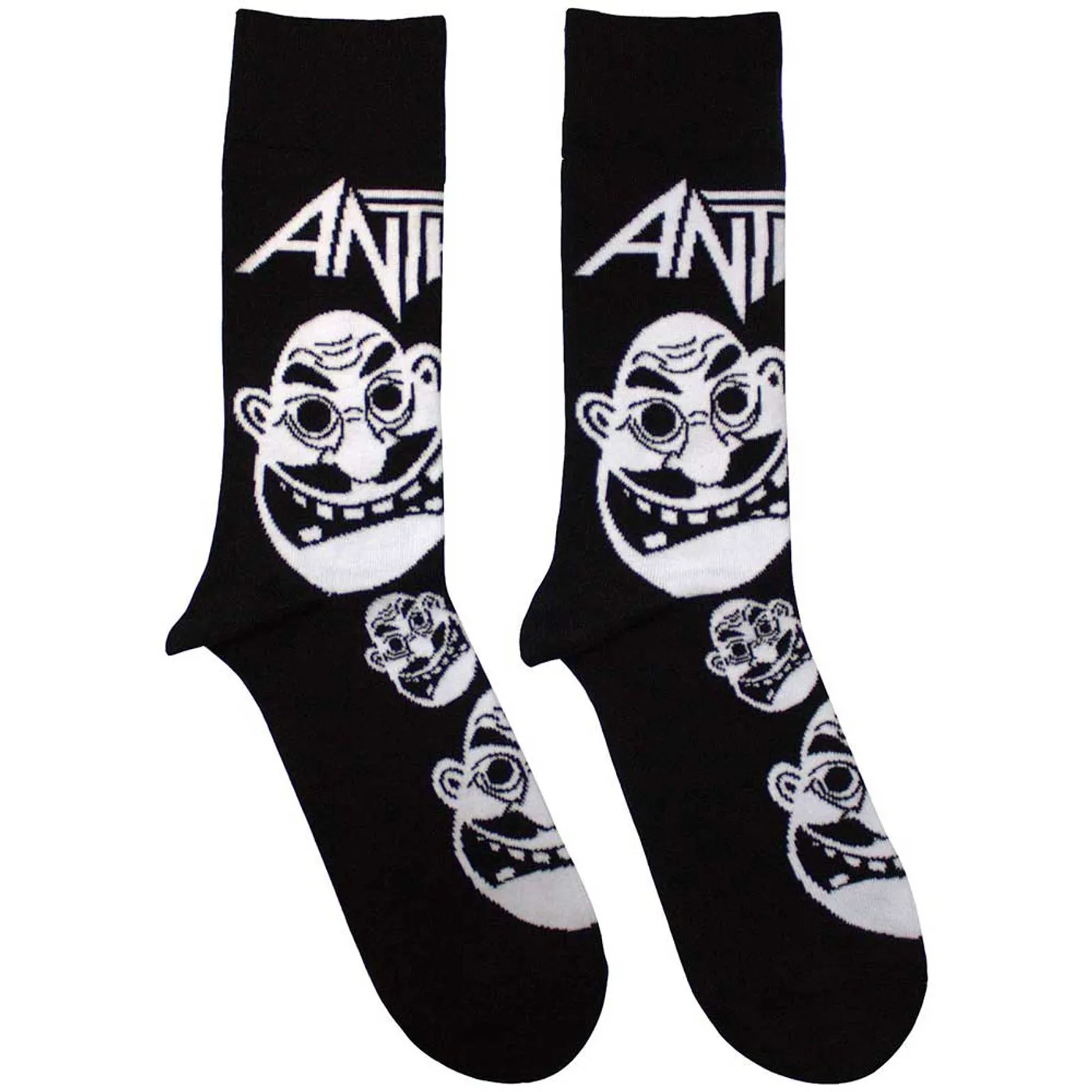Anthrax Ankle Socks - Faces Pattern B&W