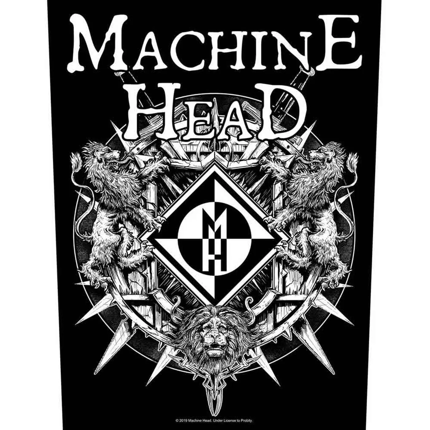 Machine Head Patches - Woven Sew On - Crest With Swords
