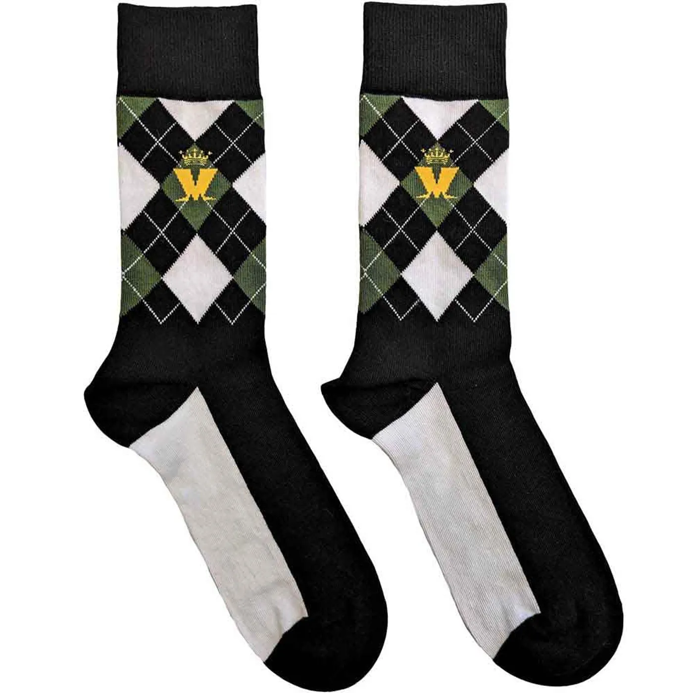 Madness Ankle Socks - Crown & M Green Diamond
