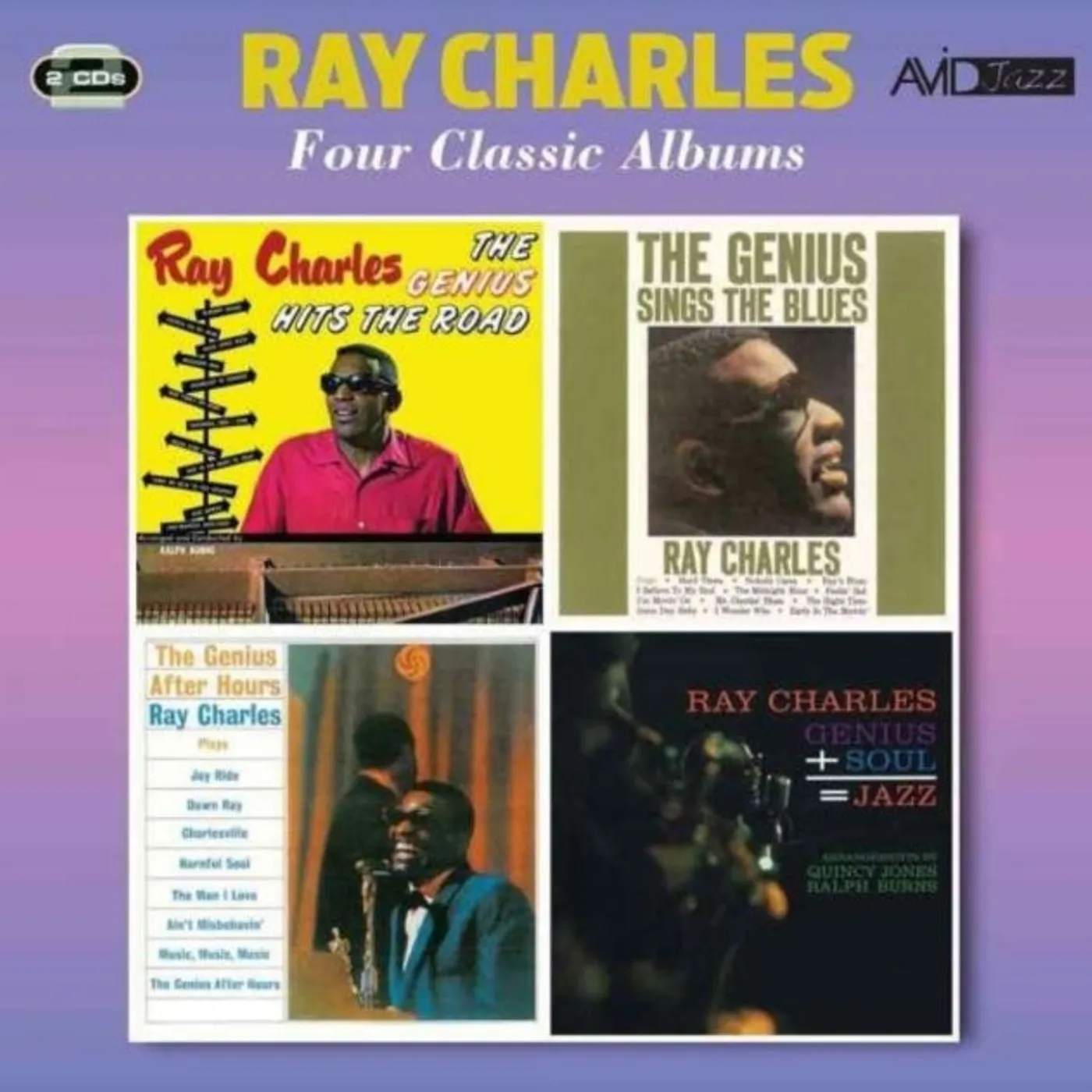 Ray Charles CD - Four Classic Albums (The Genius Hits The Road / The Genius Sings The Blues / The Genius After Hours / Genius + Soul = Jazz)