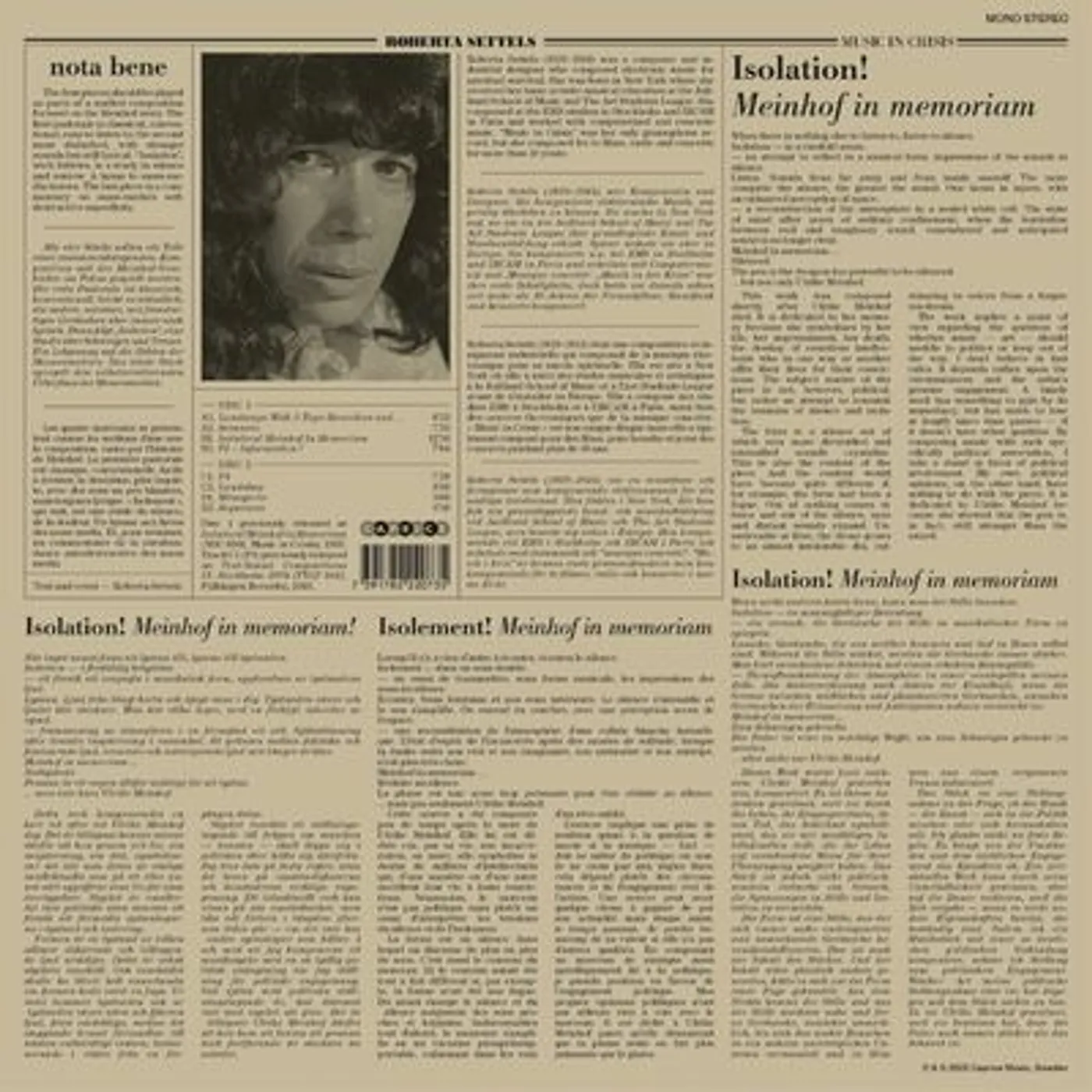 Roberta Settels LP - Settels - Music In Crises (Vinyl)