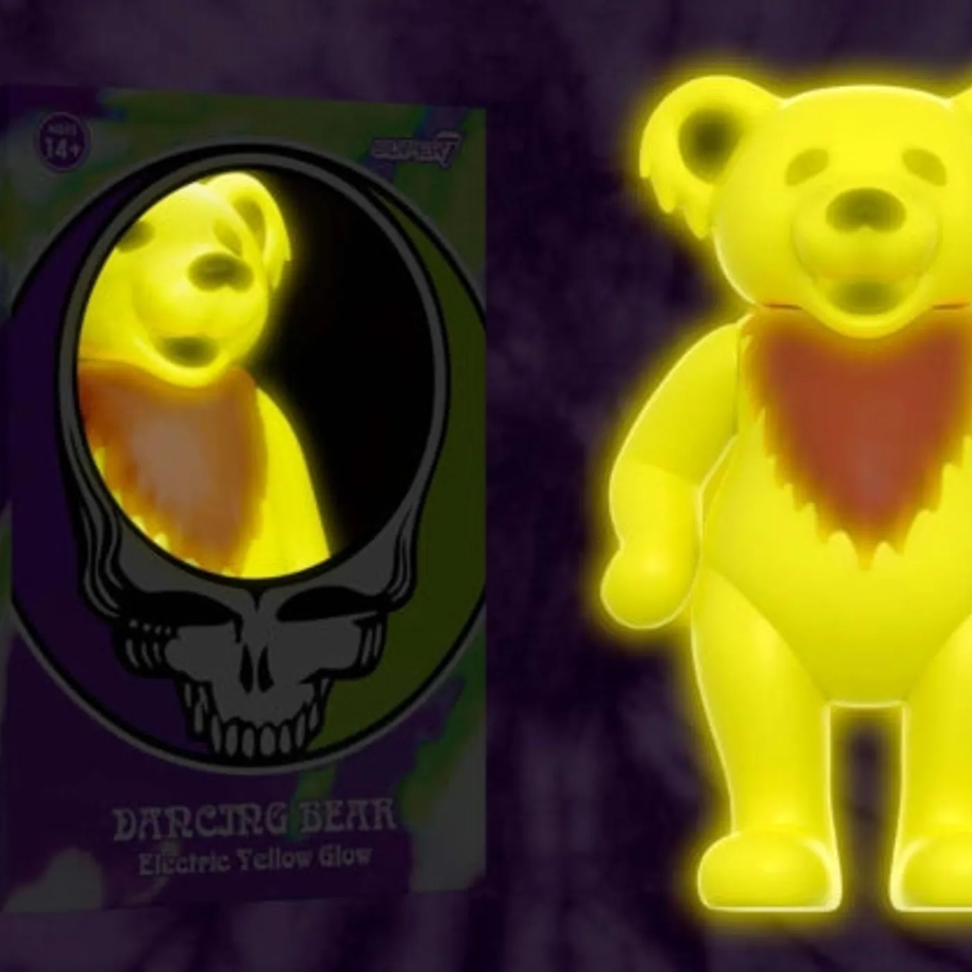 Grateful Dead Figurine - Grateful Dead - Dancing Bear Glow (Electric Yellow) Reaction Figure