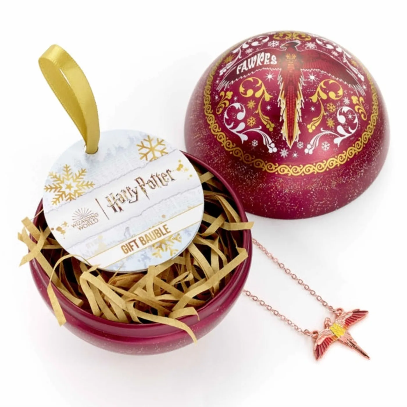 Harry Potter Christmas Baubles - Harry Potter Fawkes Bauble With Fawkes Necklace