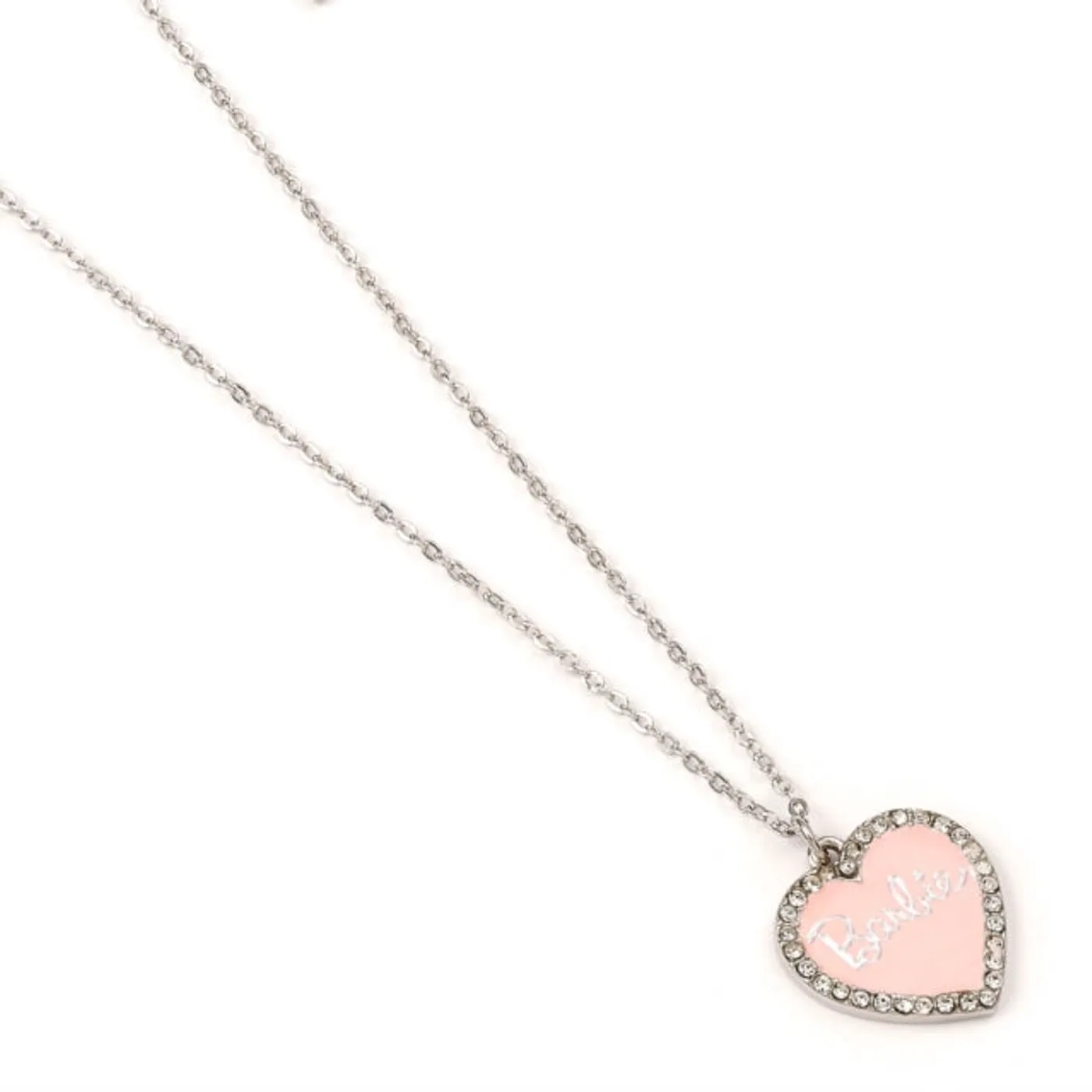 Barbie Necklace - Barbie Pink Enamel Heart Pendant Necklace With Crystal