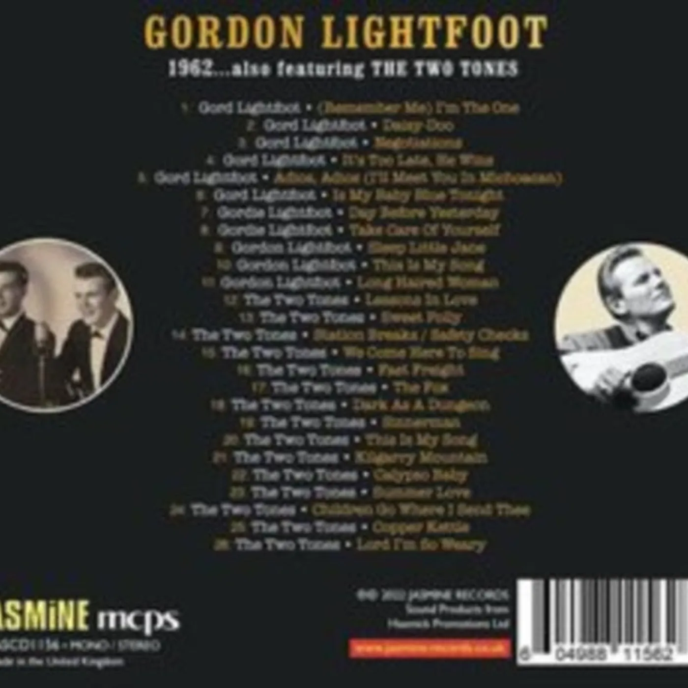 Gordon Lightfoot CD - 1962.... Also Featuring The Two Tones