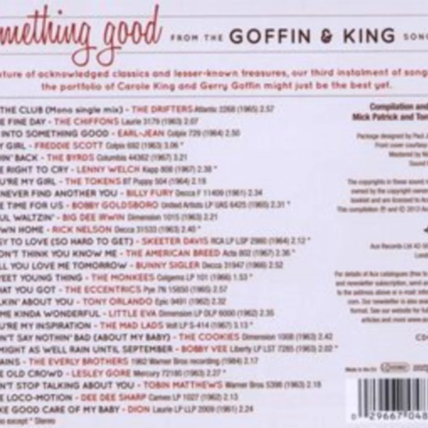 Various Artists CD - Something Good - From The Goffin & King Songbook