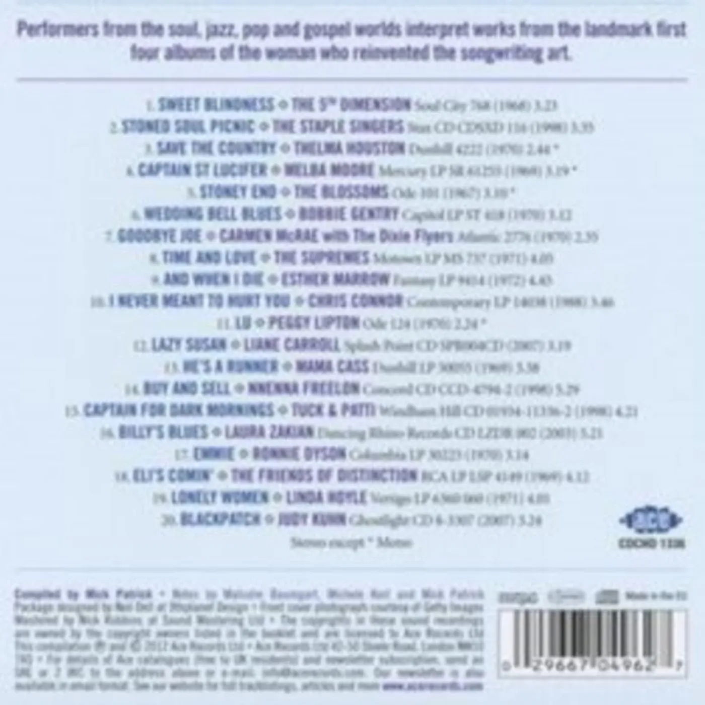 Various Artists CD - Sassafras & Moonshine - The Songs Of Laura Nyro