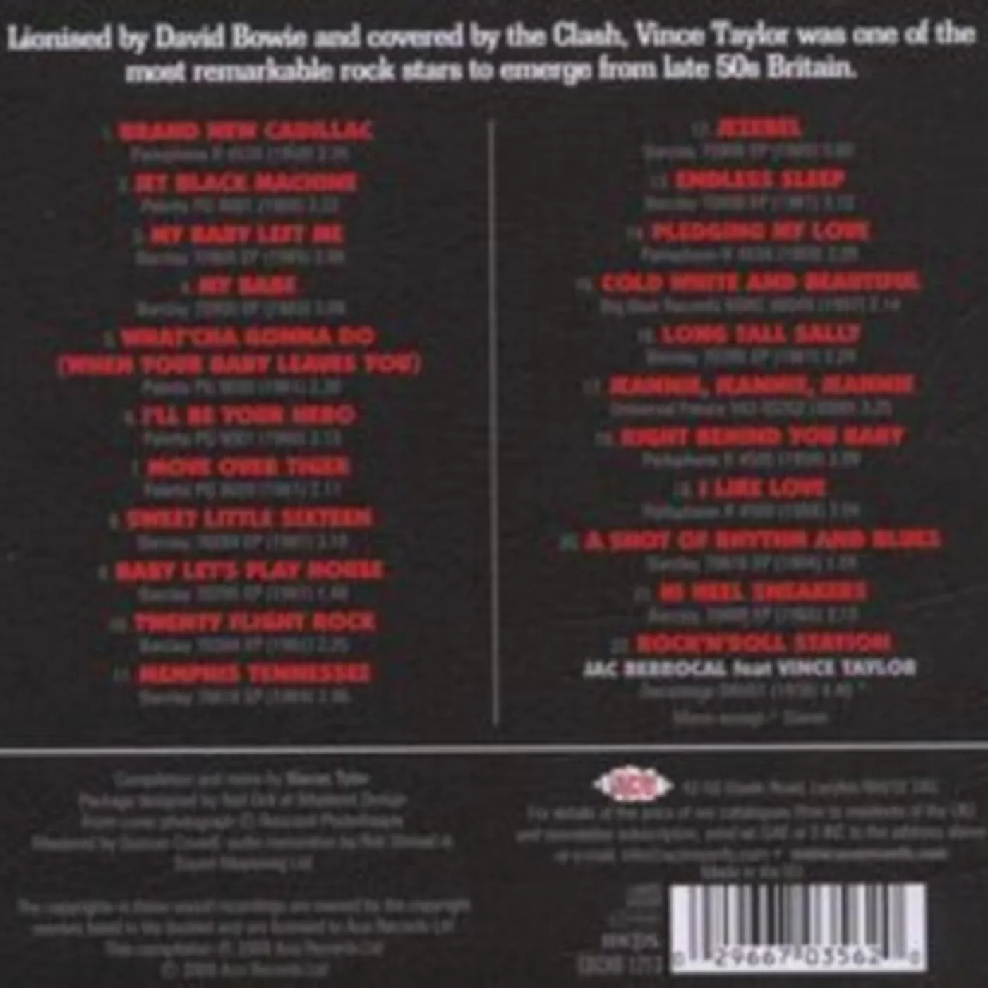 Vince Taylor CD - Jet Black Leather Machine