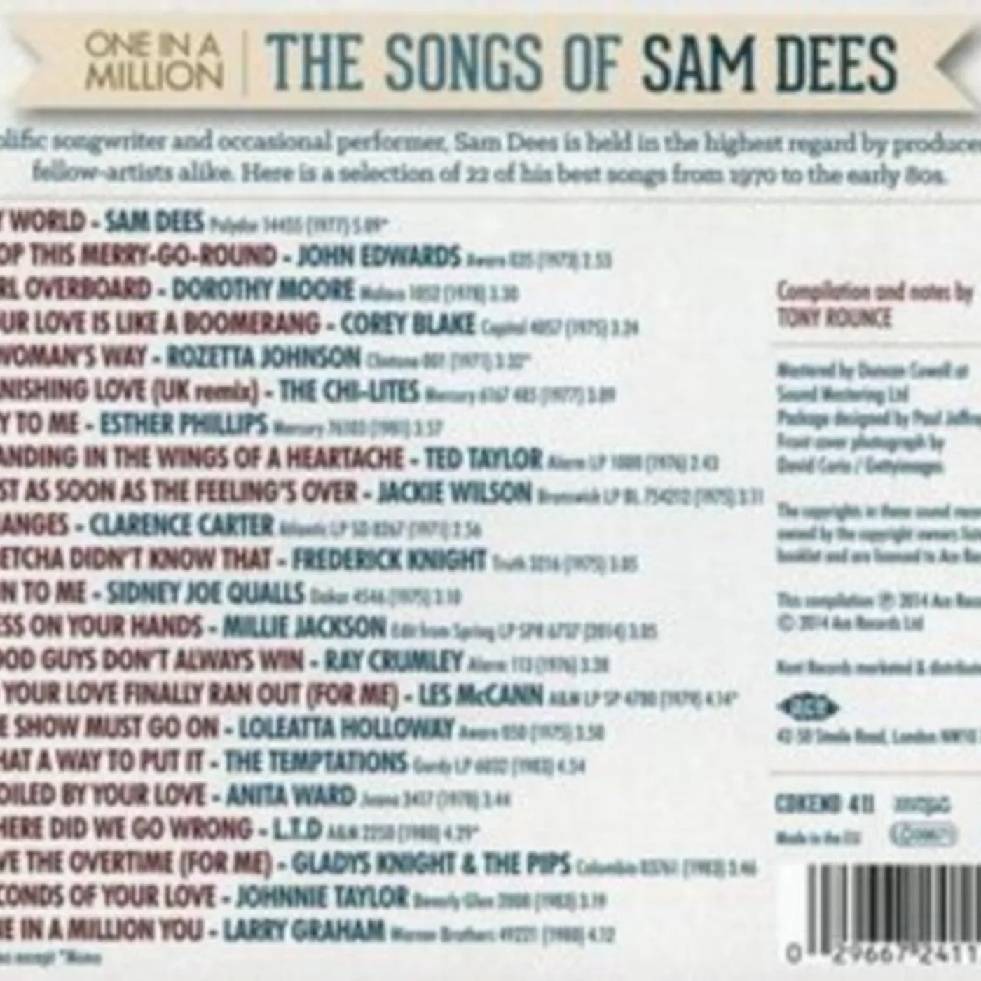 Various Artists CD - One In A Million - The Songs Of Sam Dees