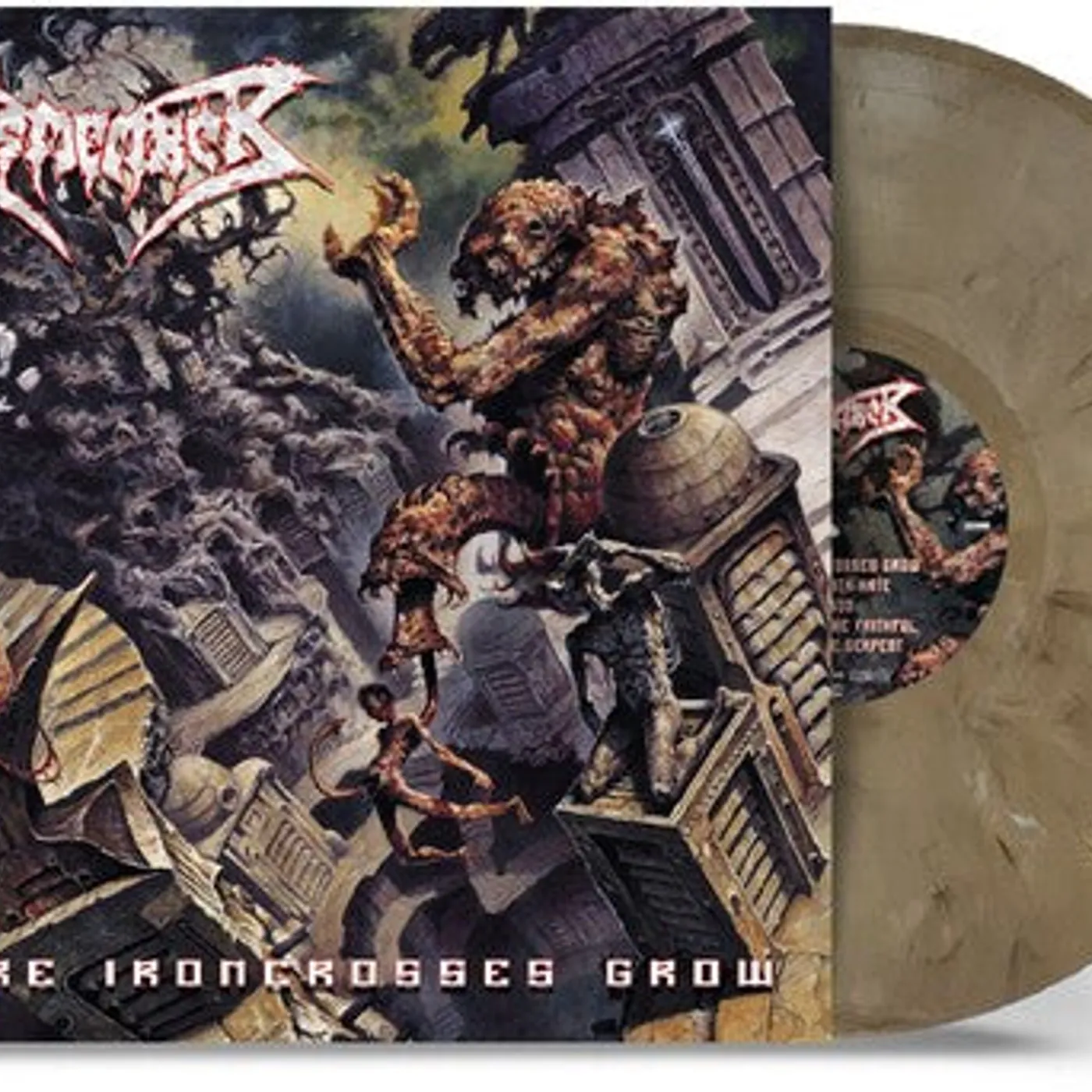 Dismember LP Vinyl - Where Ironcrosses Grow - Sand Marble (Colv) (Reis)
