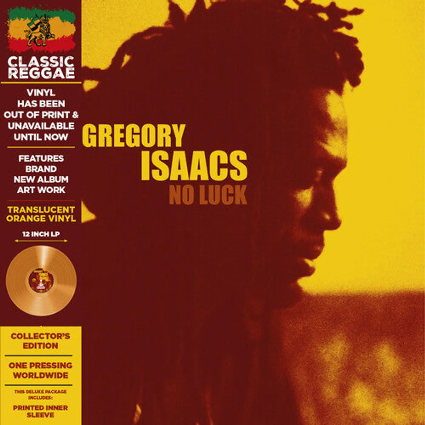Gregory Isaacs LP Vinyl - No Luck (Coloured Vinyl) (Dlx) (Ltd) (Org) (Reis)
