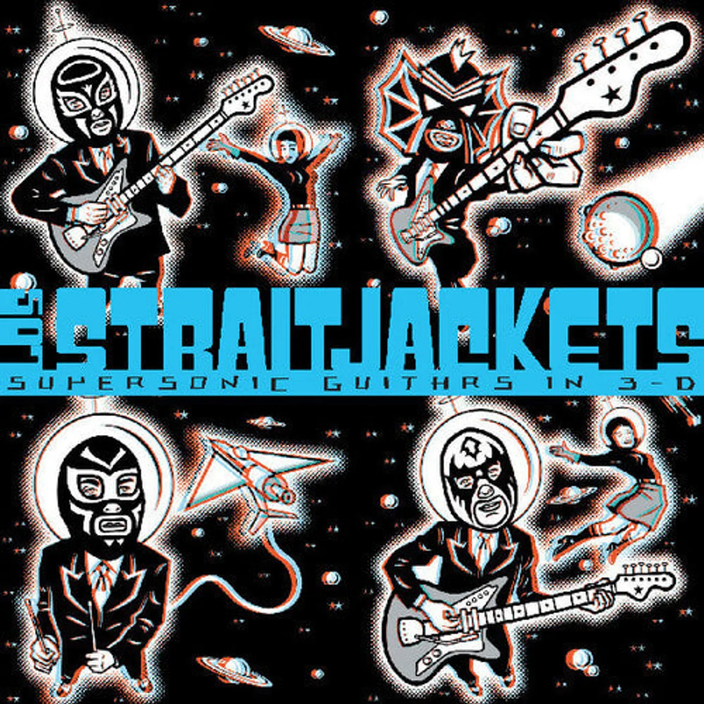 Los Straitjackets LP Vinyl - Supersonic Guitars In 3-D (Blue) (Coloured Vinyl) (Cvnl)