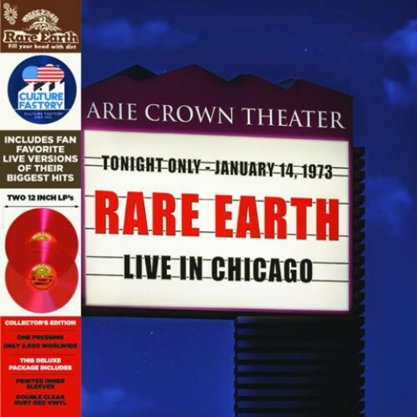 Rare Earth LP Vinyl - Live In Chicago - Red Translucent (Coloured Vinyl) (Red)