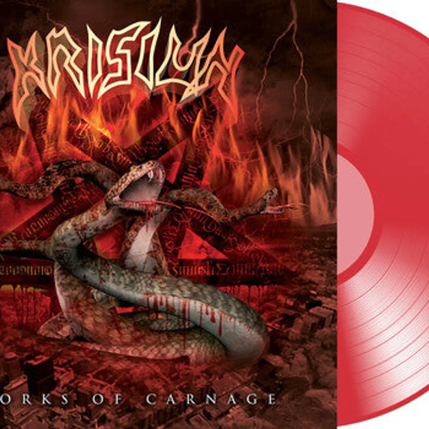 Krisiun LP Vinyl - Works Of Carnage - Transparent Red (Bonus Tracks)