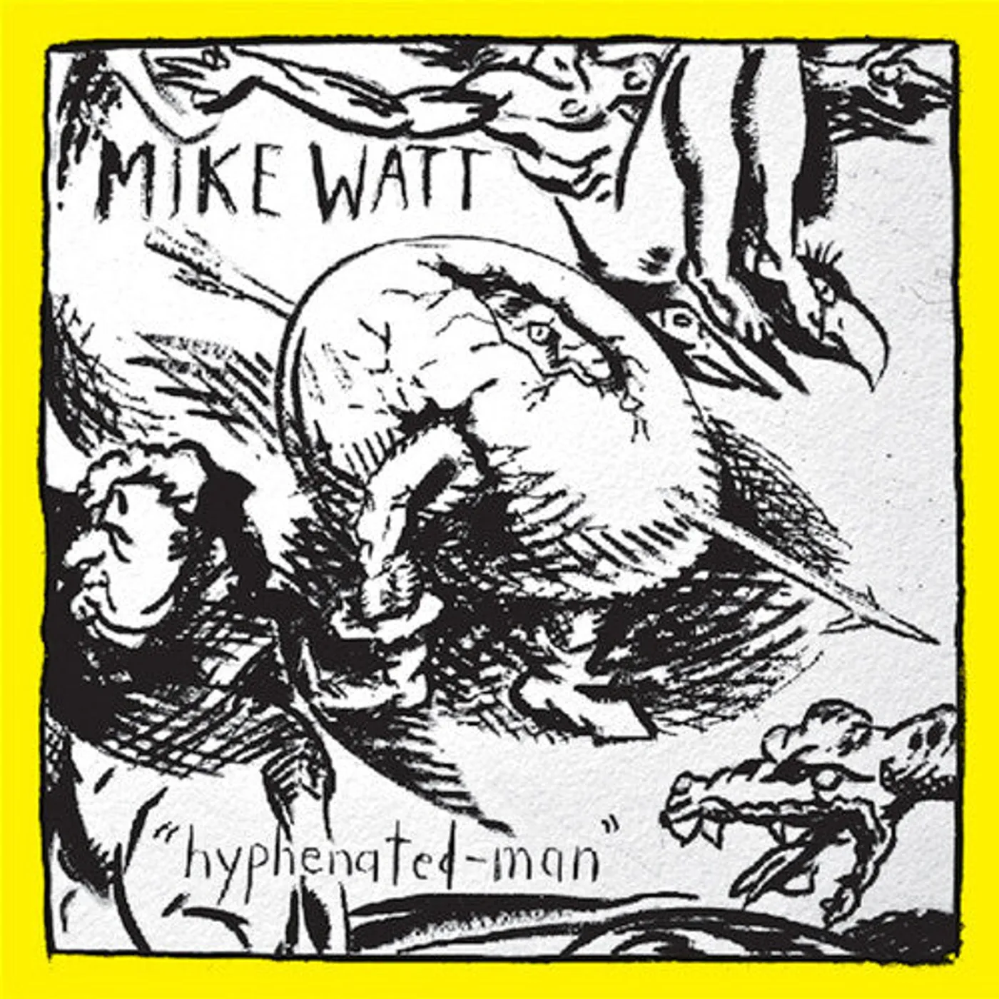Mike Watt LP Vinyl - Hyphenated-Man - Yellow & Black Swirl (Blk) (Coloured Vinyl)