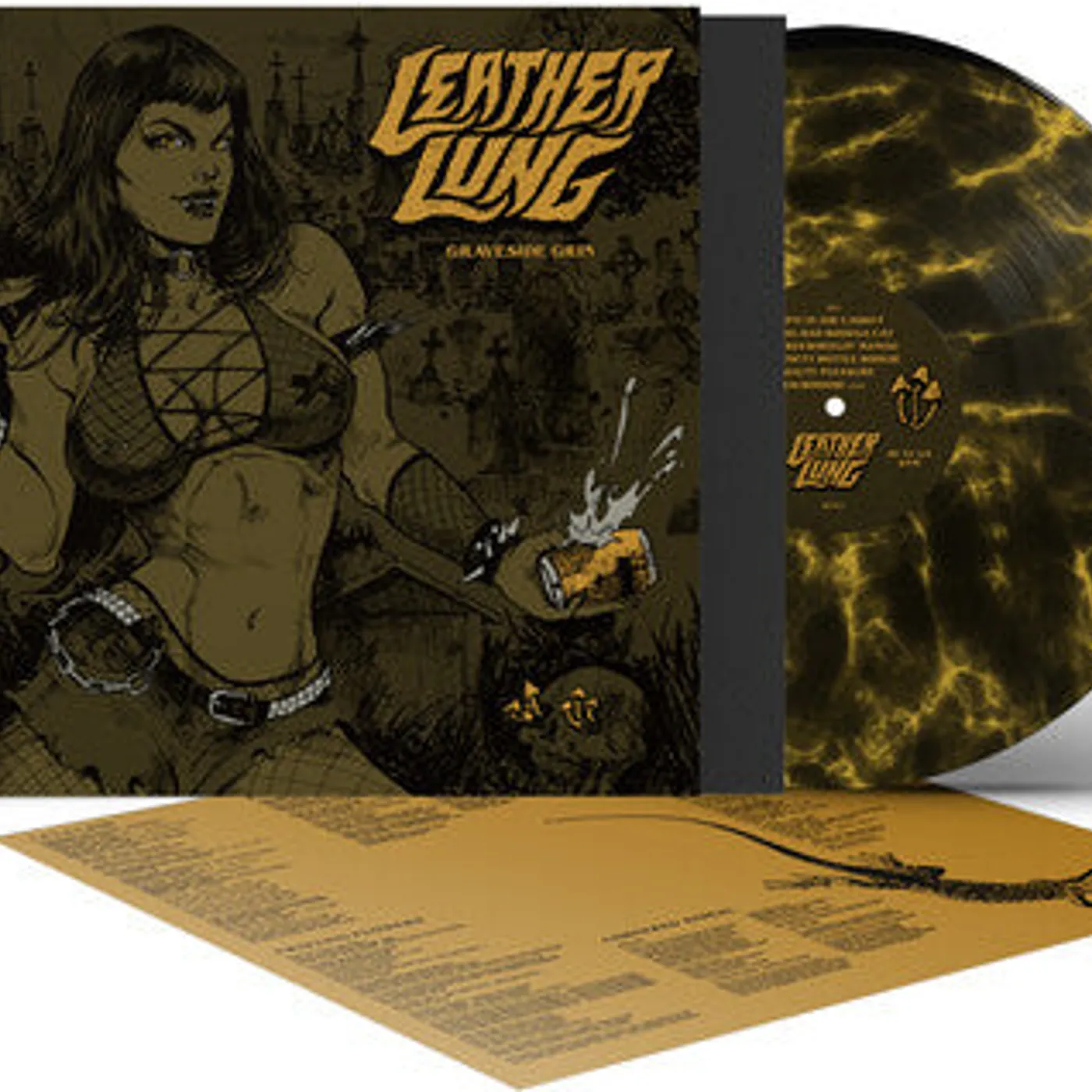 Leather Lung LP Vinyl - Graveside Grin - Black & Yellow Marble (Blk) (Ylw)