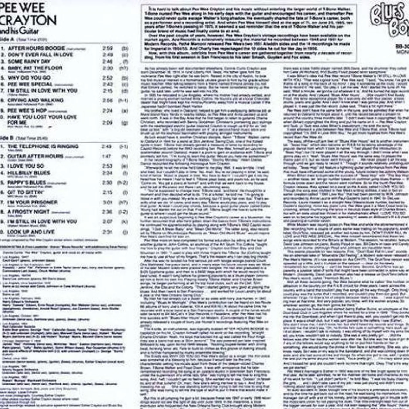 Pee Wee Crayton LP Vinyl - After Hours Boogie