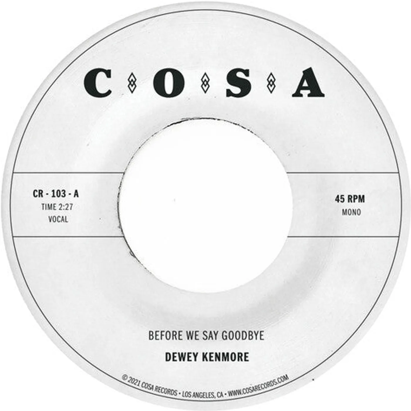 Dewey Kenmore LP Vinyl - Before We Say Goodbye (Clear) (Coloured Vinyl) (Cvnl)
